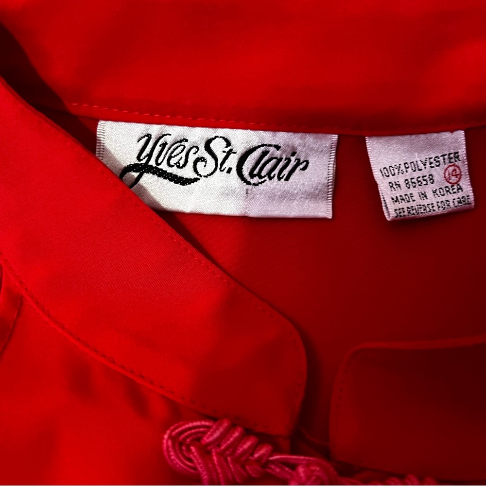 Vintage Red Mandarin Collar Blouse Yves St Clair - Picture 8 of 9